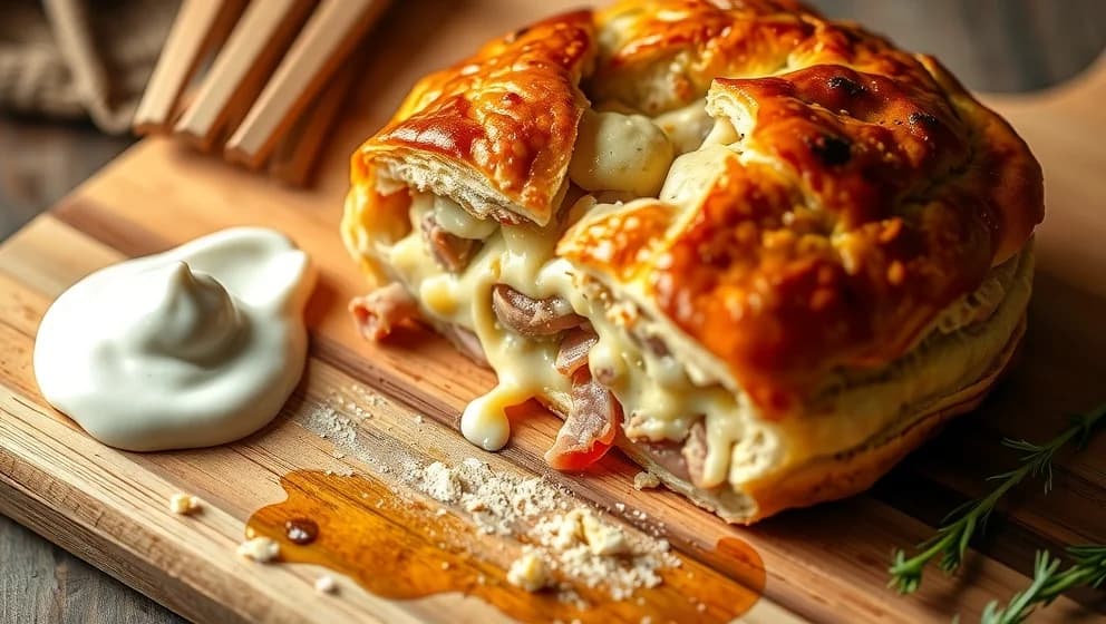 Krämig ost och skinkpaj med crème fraiche